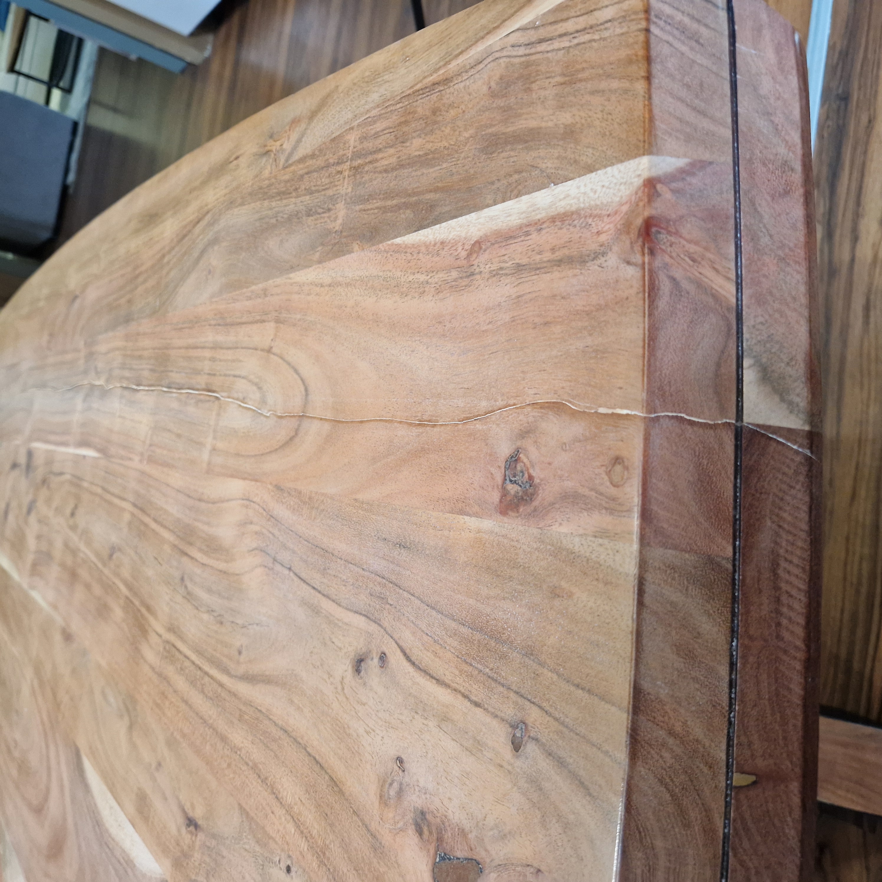 RICK étkezőasztal valódi akácfa , láb matt fekete, 200x100 cm (mintadarab)