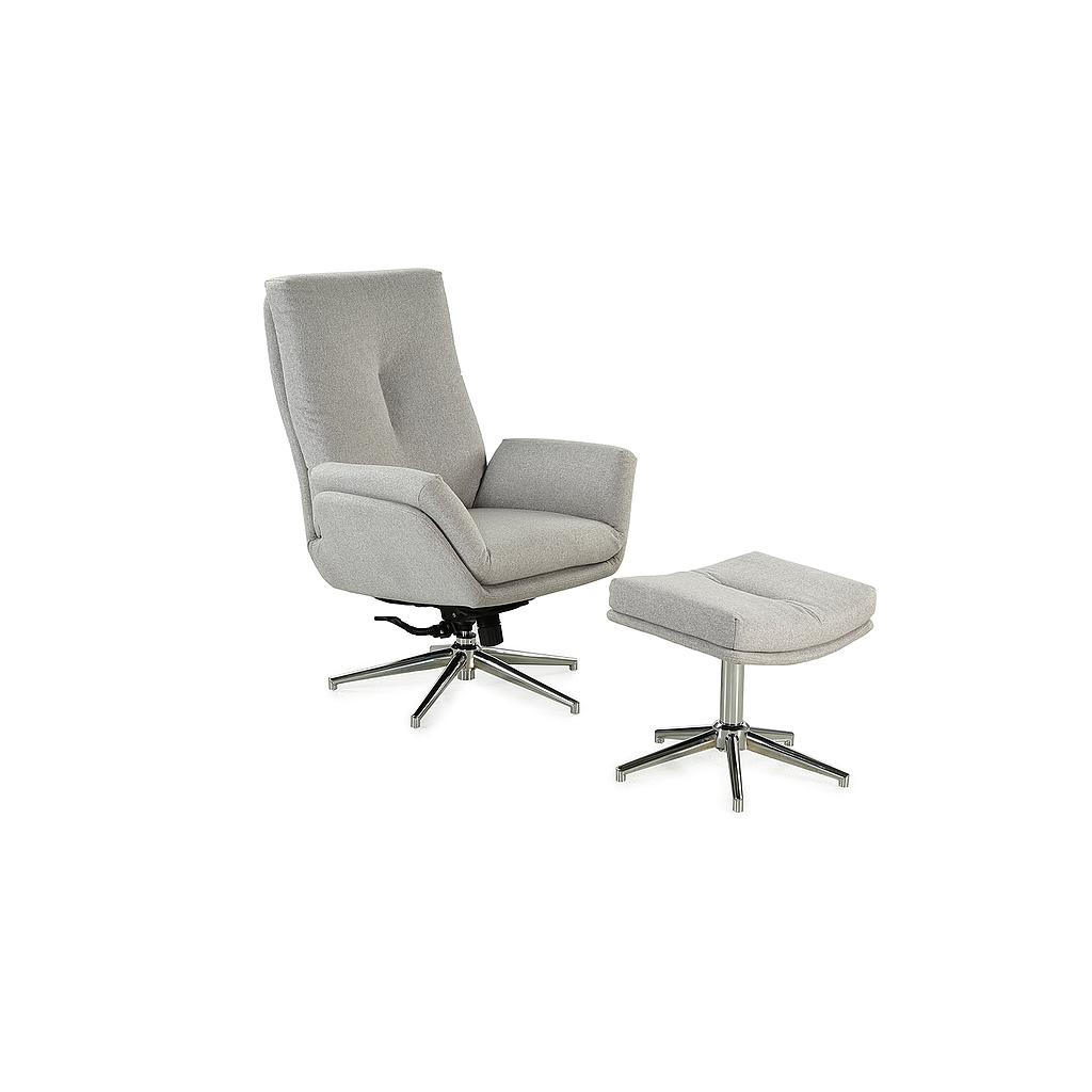 Alle relax fotel lábtartóval, szürke szövet, 72x103x82 cm "k"