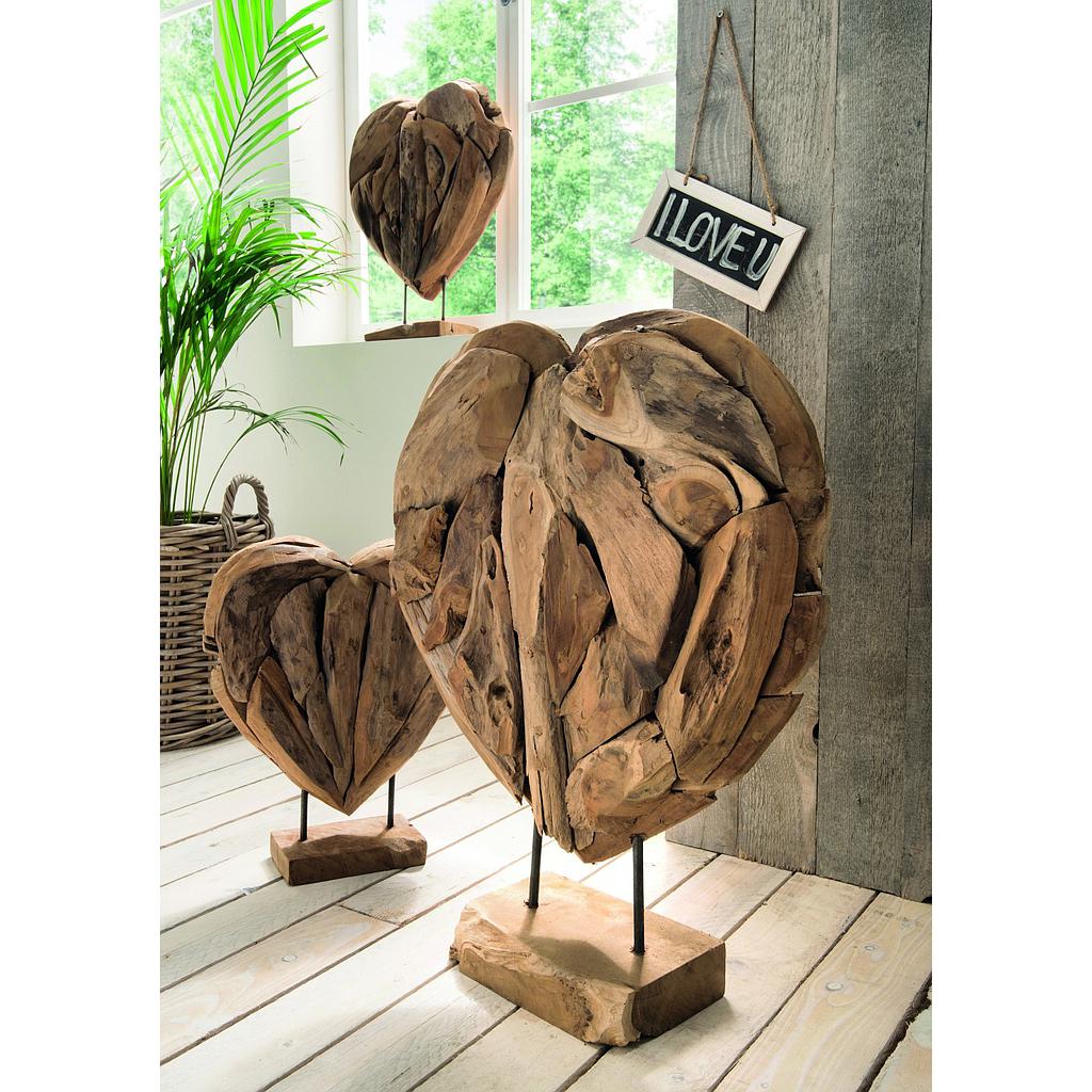 Heart DEKORÁCIÓS szobor szív, újrahasznosított teak fa,40x10x40cm"k"