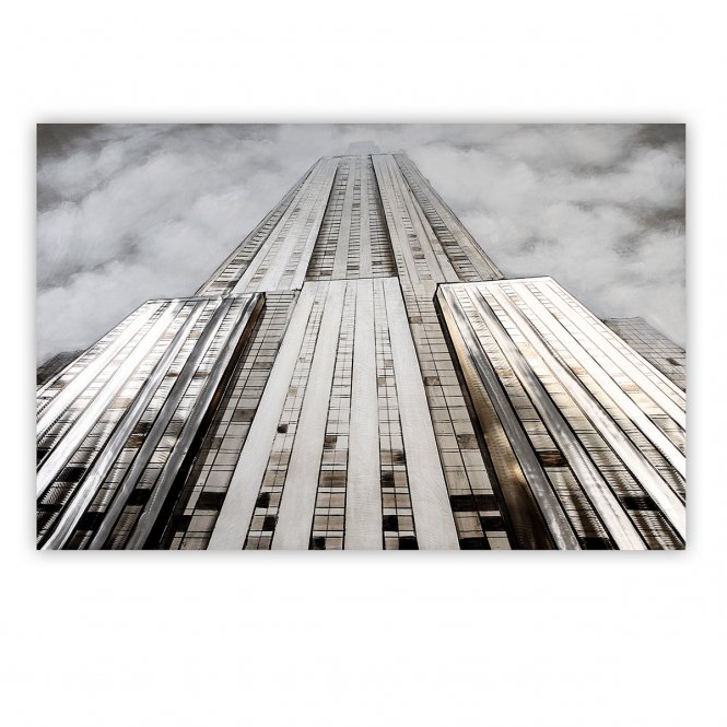 142032 Falikép 3D "Tower" ezüs/szürke/fekete alimínium aplikációva"k"l