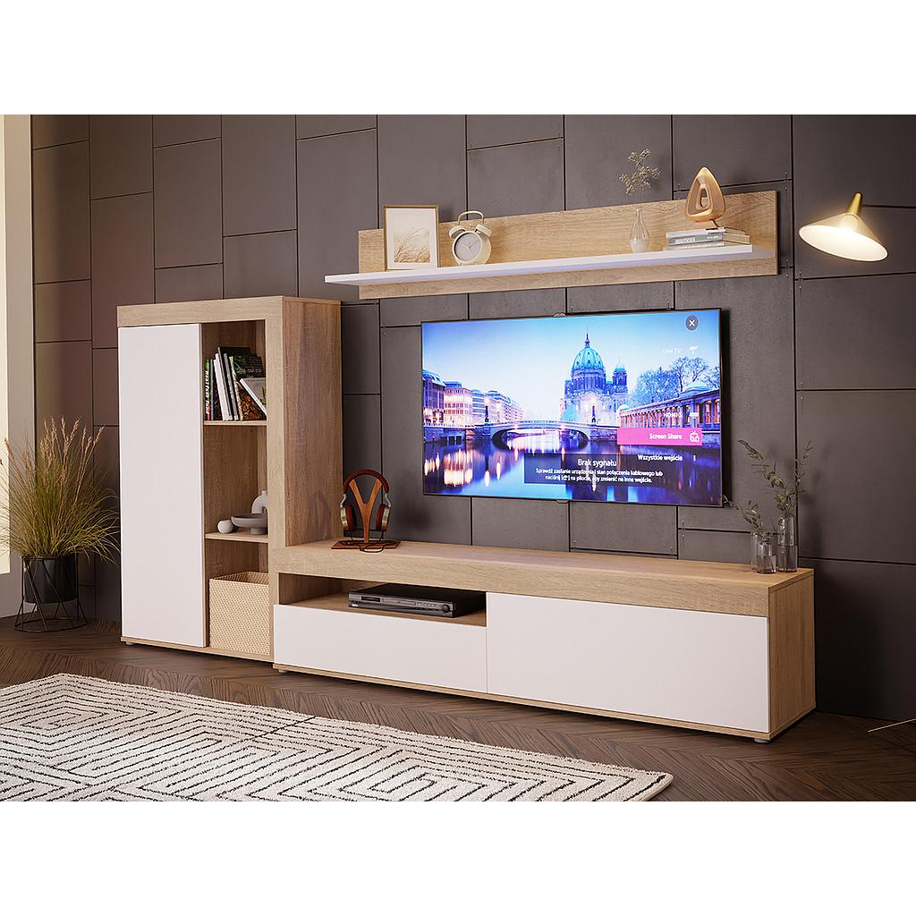 Anklam nappali szekrény, sonoma tölgy-fehér, 265 cm"k"