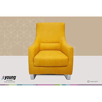 Coro fotel, Longlife tisztítható szövet,mustard, króm láb 73x96x90 cm